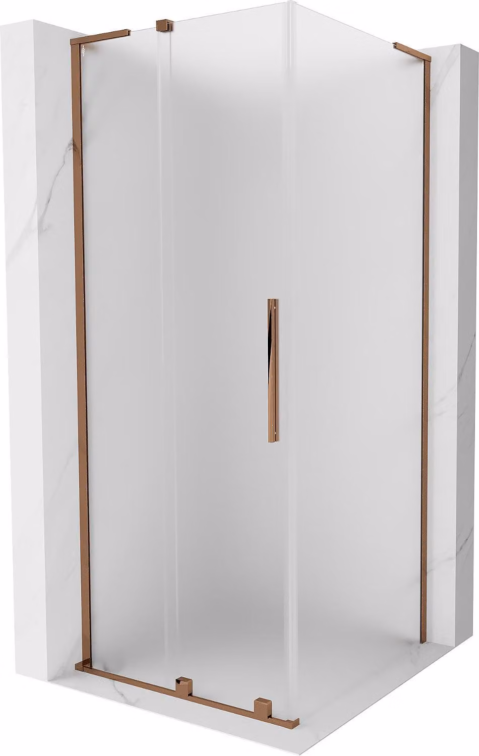 Mexen Velar L cabina doccia scorrevole 120 x 120 cm, smerigliato, oro rosa - 871-120-120-33-60