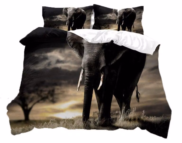 Elzusha - Copripiumino matrimoniale con elefante africano e stampa digitale