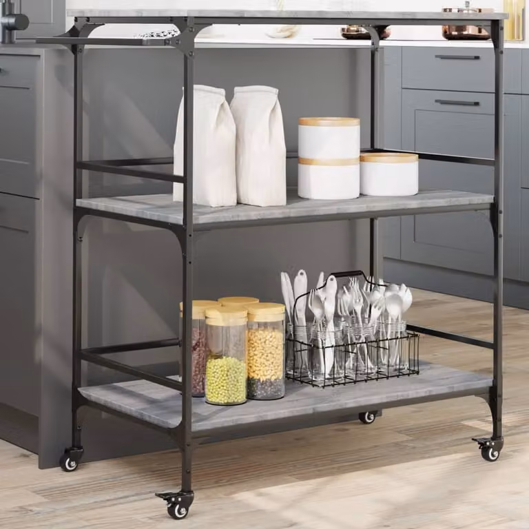 Carrello da cucina vidaXL in stile industriale, Grigio Sonoma, L/P/H: 100,5 x 50 x 105 cm