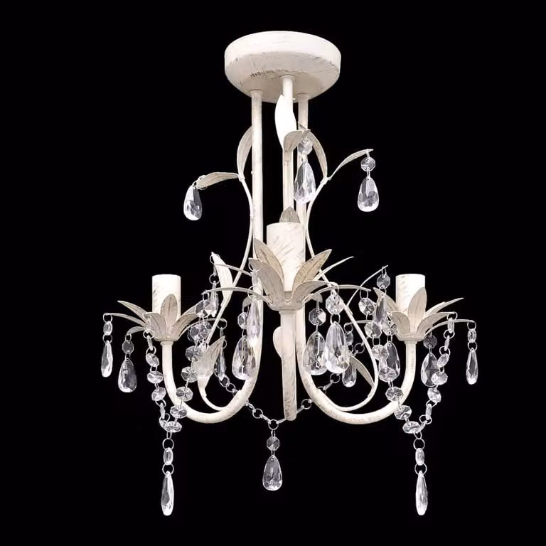 vidaXL Lampadario da Soffitto in Cristallo Bianco ed Elegante con Montaggio a Soffitto