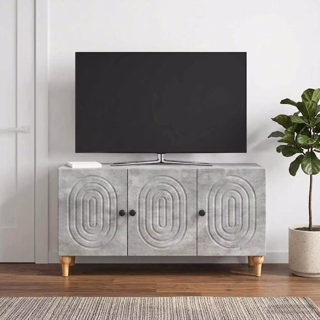 Mobile TV vidaXL moderno in legno e metallo Grigio, L 99 x P 34,5 x H 50 cm