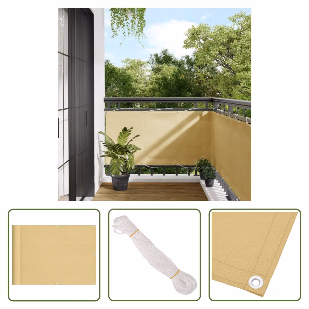 The Living Store Copertura per balcone color sabbia 75x800 cm 100% poliestere Oxford