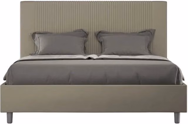 Letto matrimoniale contenitore Ityhome Goya imbottito in similpelle color cappuccino L/P/H: 160 x 200 x 122 cm – 1