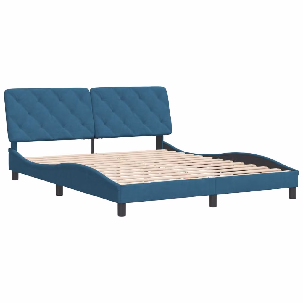Giroletto senza Materasso Blu 160x200 cm in Velluto