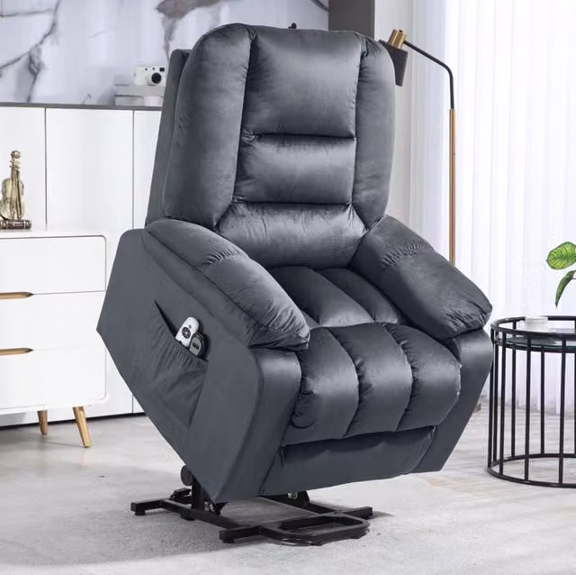 Poltrona relax elettrica ULEVR alzapersona con reclinazione 135¡ã, massaggio vibrante, calore lombare e poggiapiedi grigia