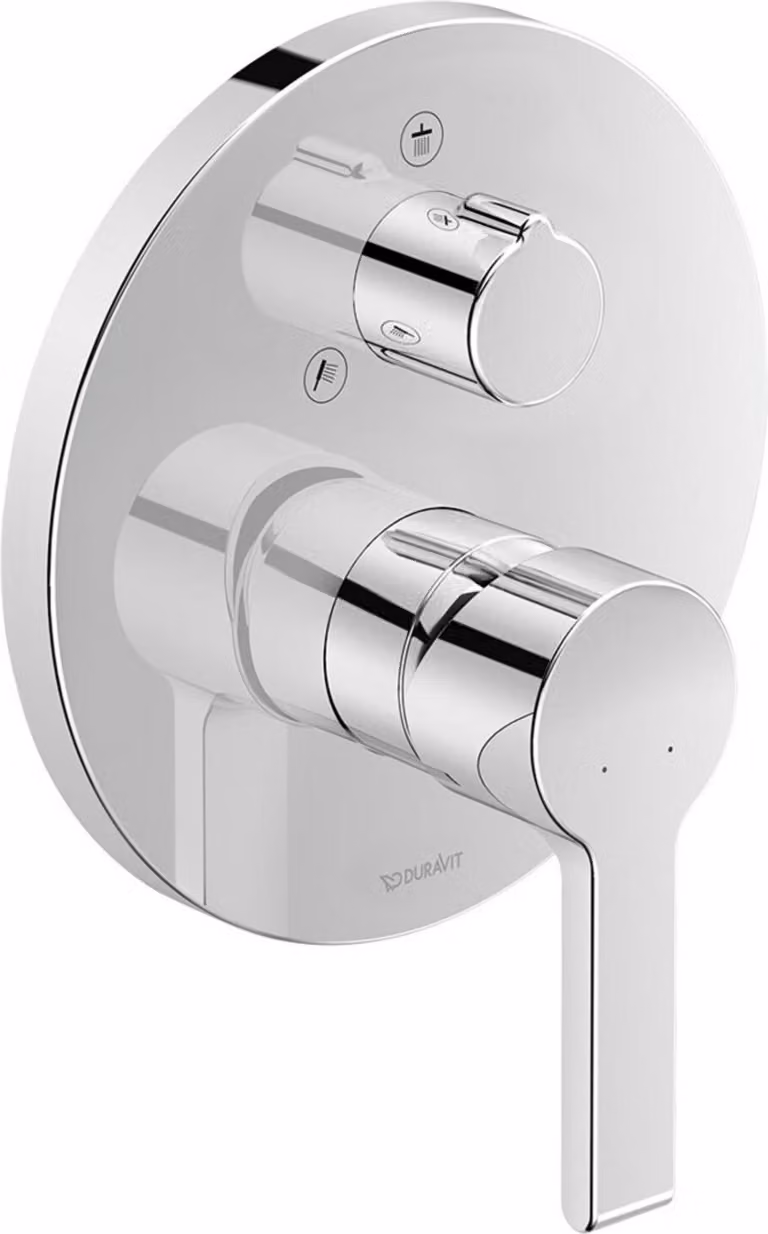 Duravit B.2 Mitigeur monocommande de douche encastré, rosette ronde, 2 consommateurs, inverseur douchette manuelle/tête, B24210012010, B24210012010