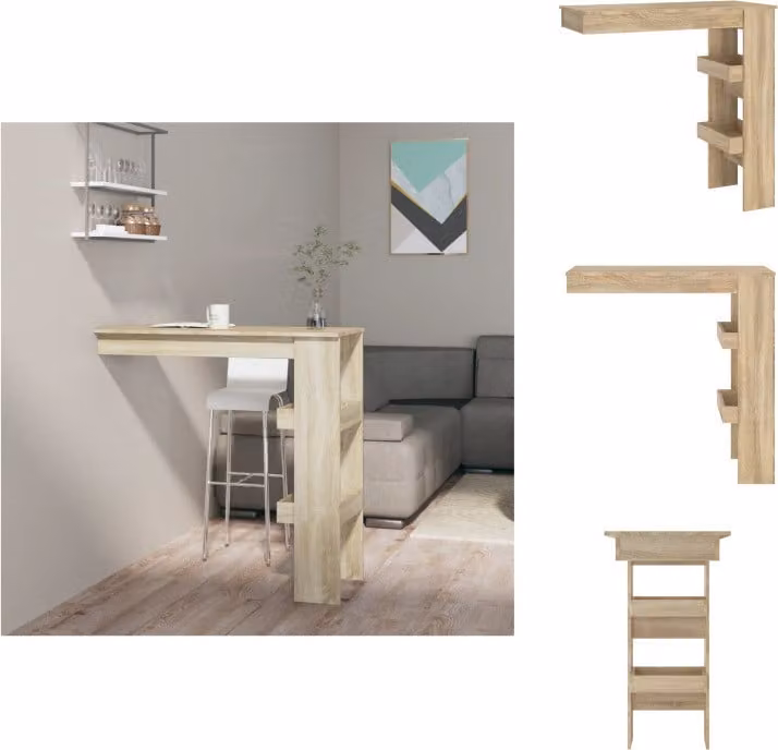 vidaXL Tavolo bar a parete rovere Sonoma 102x45x103,5 cm materiale legno - Tavoli da pranzo