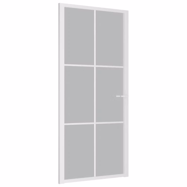 Porta interna 93x201,5 cm Vetro satinato bianco e alluminio