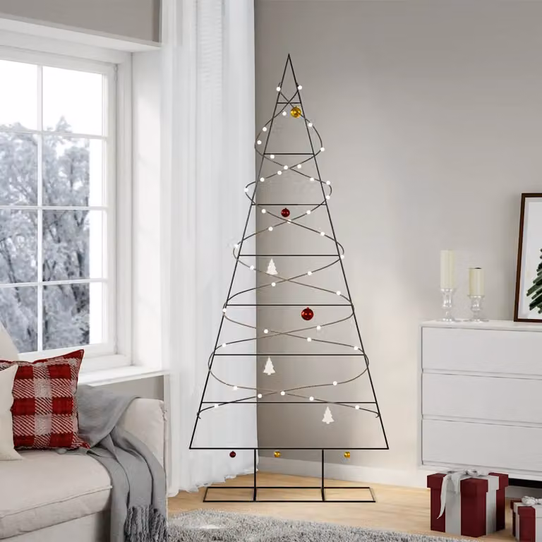 Albero di Natale decorativo moderno vidaXL in metallo nero e oro, Altezza: 210 cm