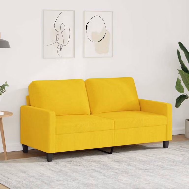 vidaXL Divano a 2 Posti Moderno in Tessuto Giallo con Struttura in Metallo