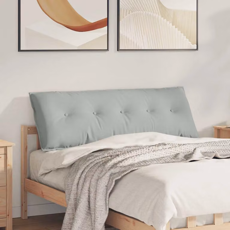 Cuscino per schiena vidaXL in velluto a coste grigio, L 140 cm x P 50 cm