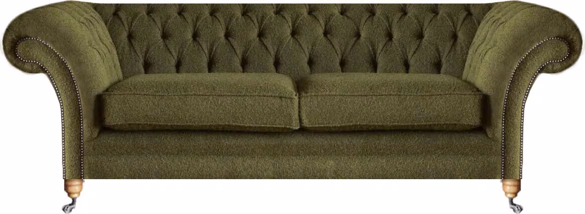 Modern Zweisitzer Sofa Couch Chesterfield Grün Polstermöbel Textil Sitz Polster