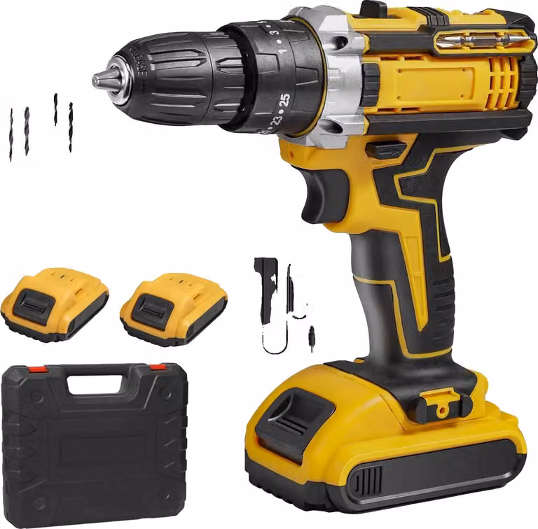 Set di cacciaviti a batteria, 23 pezzi, coppia regolabile a 2 velocità, 2 batterie