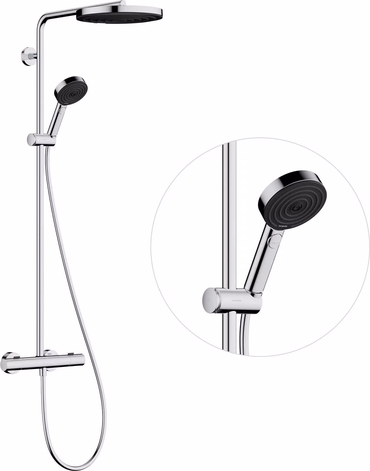 hansgrohe Pulsify S PURO Système de douche 260, 1jet, Ecostat Fine, douchette à main 3jet, EcoSmart, 24237000, 24237000