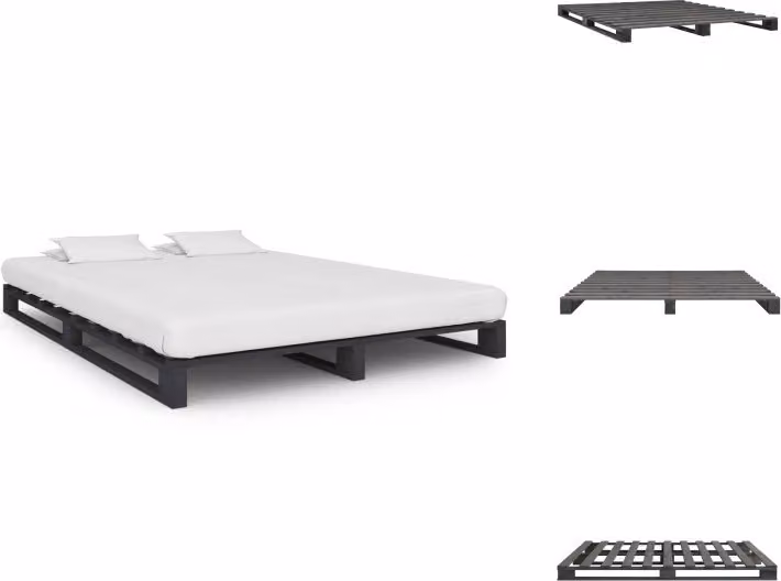vidaXL Letto pallet grigio pino massiccio 140×200 cm - Letti e strutture letto