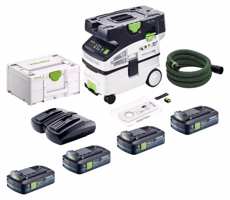Festool CTMC MIDI I-Basic Aspiratore portatile a batteria 36 V (2x 18 V) Classe di polveri M + 4x batterie da 4,0 Ah + caricabatterie doppio + Systainer