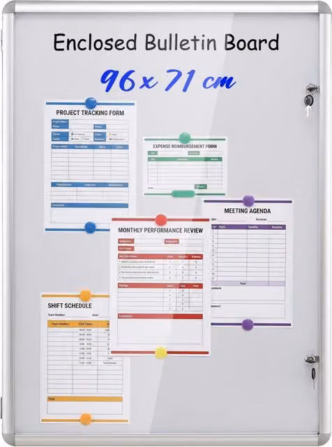 Bacheca magnetica esterna DESIGN IN con lavagna e pannello PET in alluminio, Bianco e Argento, L: 96 cm, H: 71 cm, P: 3,2 cm
