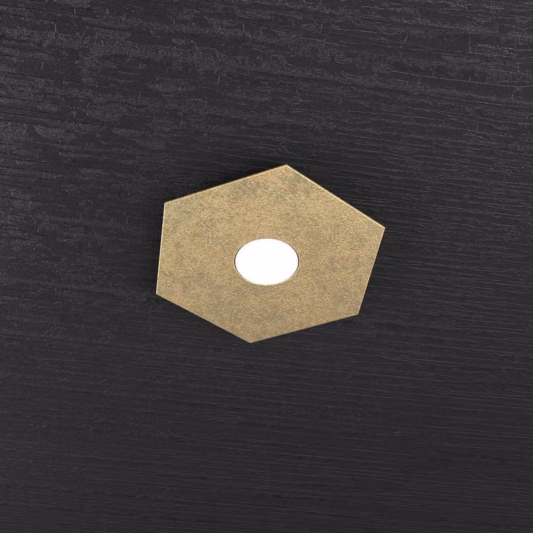 Plafoniera Industrial-Minimal Hexagon Metallo Foglia Oro 1 Luce Led 12W