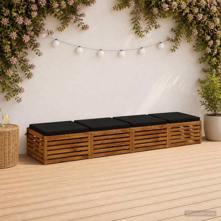 Set di 4 cuscini per sedia vidaXL SOEST in poliestere nero con rivestimento lavabile e resistente ai raggi UV