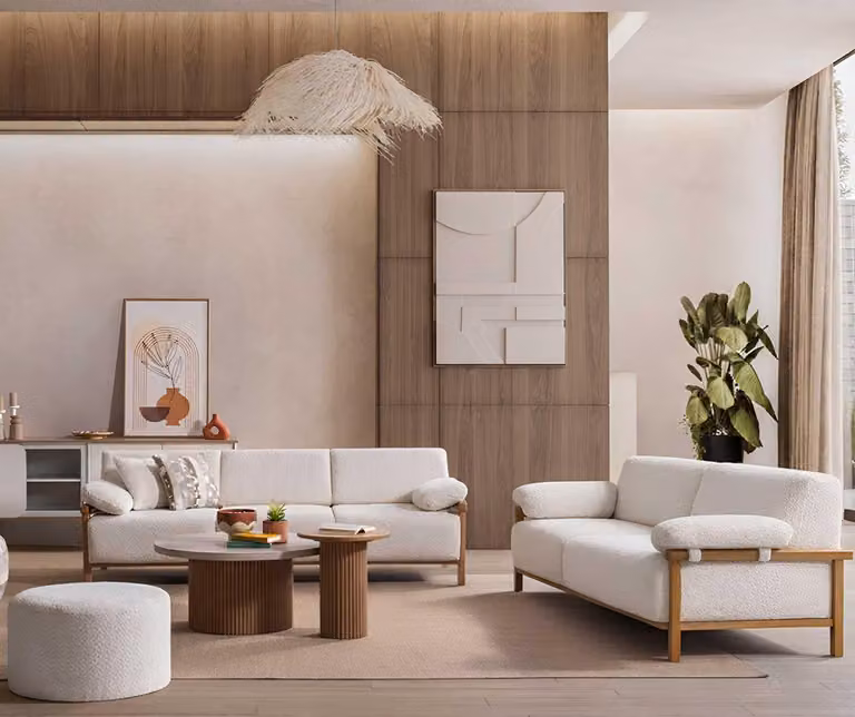 Divano, tavolino, tavolino ausiliario, stile moderno, colore beige, morbido, confortevole