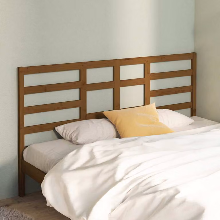 Testiera per letto vidaXL in legno massello di pino color marrone, stile rustico, L: 186 cm, P: 4 cm, H: 104 cm