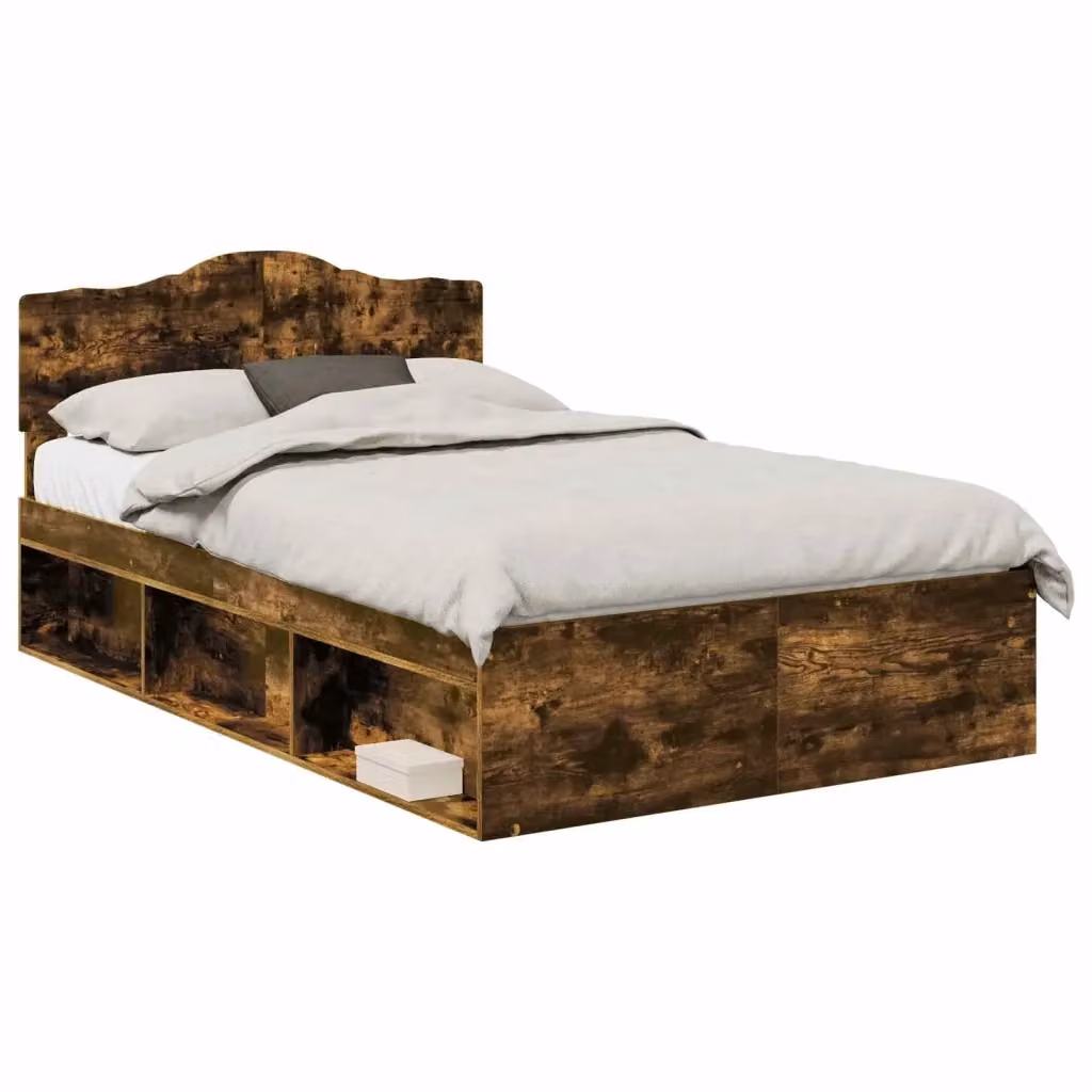 Struttura letto moderno vidaXL in pino massello e MDF colore marrone L/P/H: 120 x 200 cm – 2