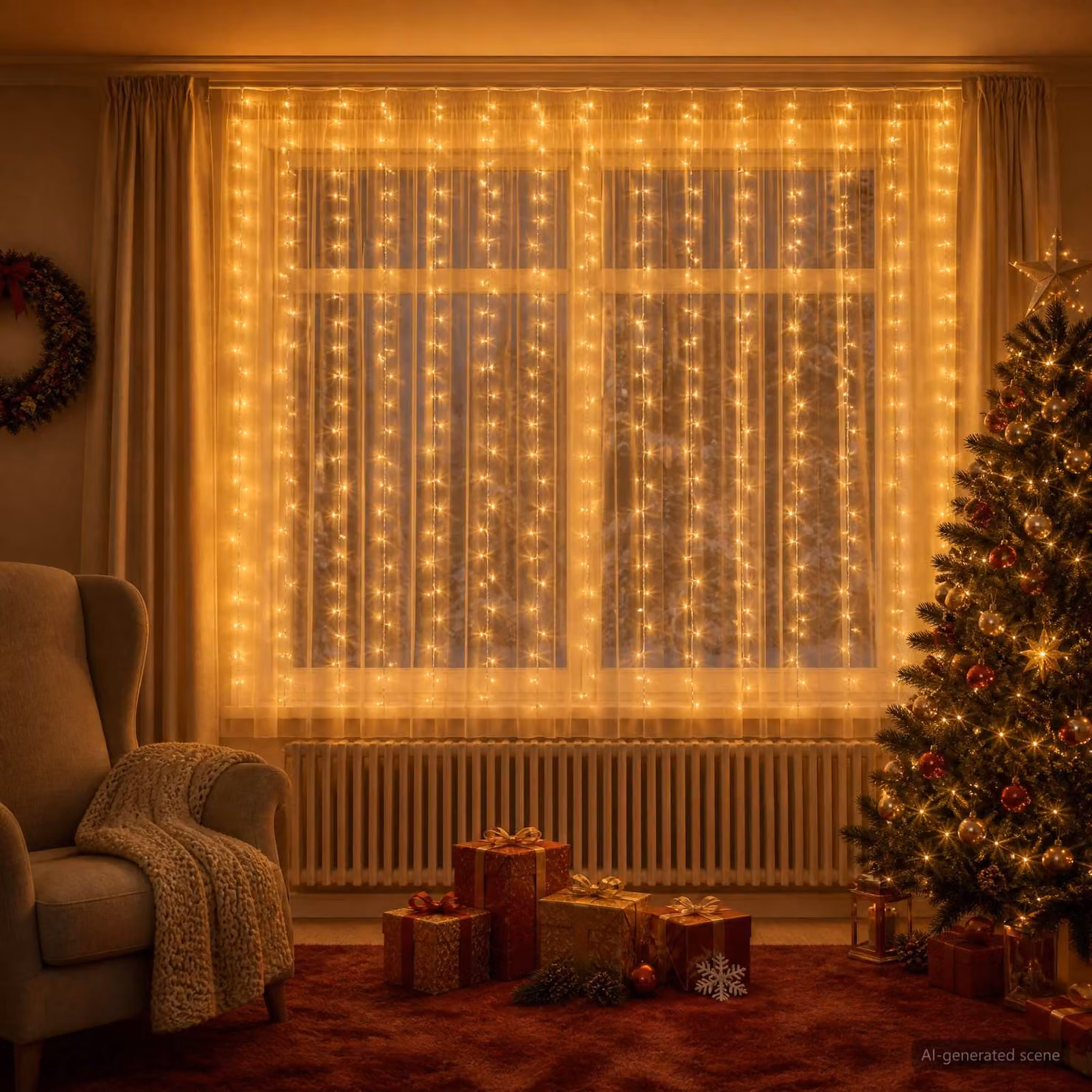 vidaXL Tenda luminosa 400 LED Bianco caldo 600 x 200 cm