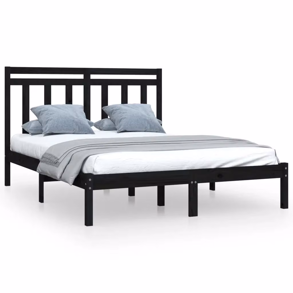 Giroletto vidaXL in legno massello di pino nero con doghe fisse L/P/H: 140 x 190 cm – 2