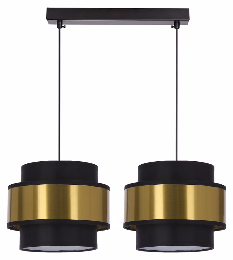 Lampadario moderno sopra il tavolo da pranzo PRESTIGE - 2xE27, 40W, nero/oro