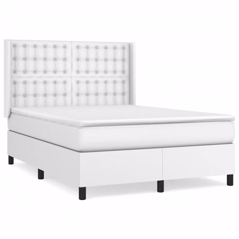 Giroletto a Molle con Materasso Bianco 140x200 cm in Pelle finta