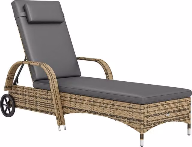 Lettino prendisole reclinabile con materassino e rotelle ¨C Xylo ¨C giallo 200x73x30-103cm