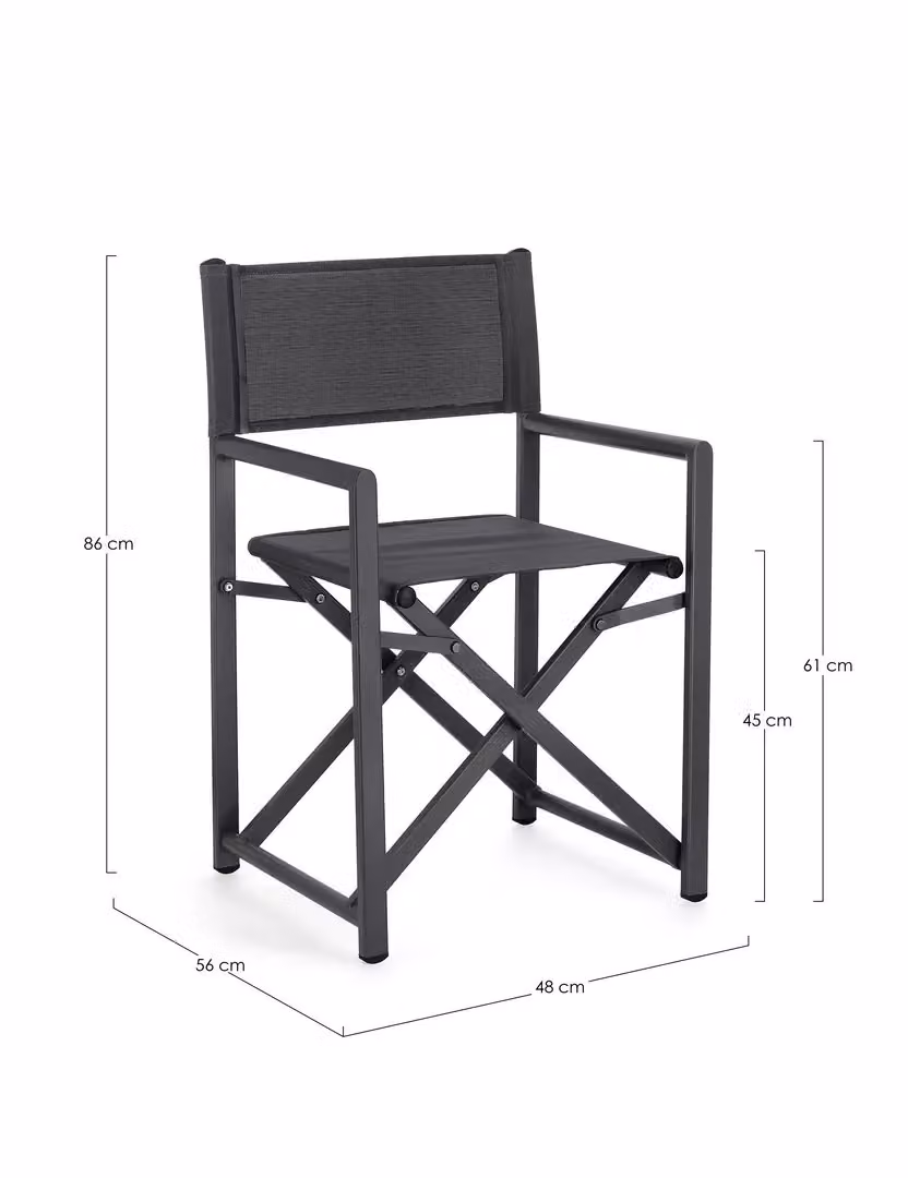 Sedia regista pieghevole Taylor Bizzotto in alluminio verniciato e textilene Grigio e Antracite – 2