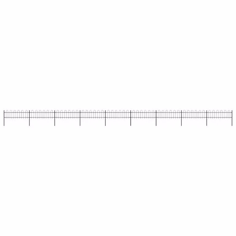 Recinzione da giardino vidaXL in acciaio con parte superiore ad anello, colore nero, L: 1506 cm, H: 60 cm
