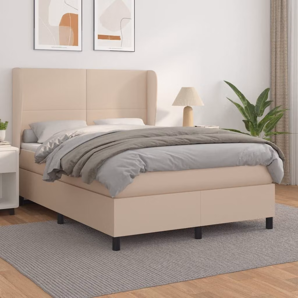 Maison Exclusive - Giroletto a Molle con Materasso Cappuccino 140x200cm Pelle finta