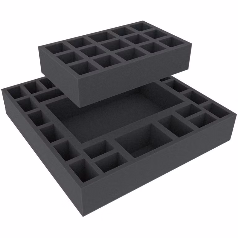 Inserto in schiuma 295x295x55 mm con scomparti modulabili per giochi da tavolo