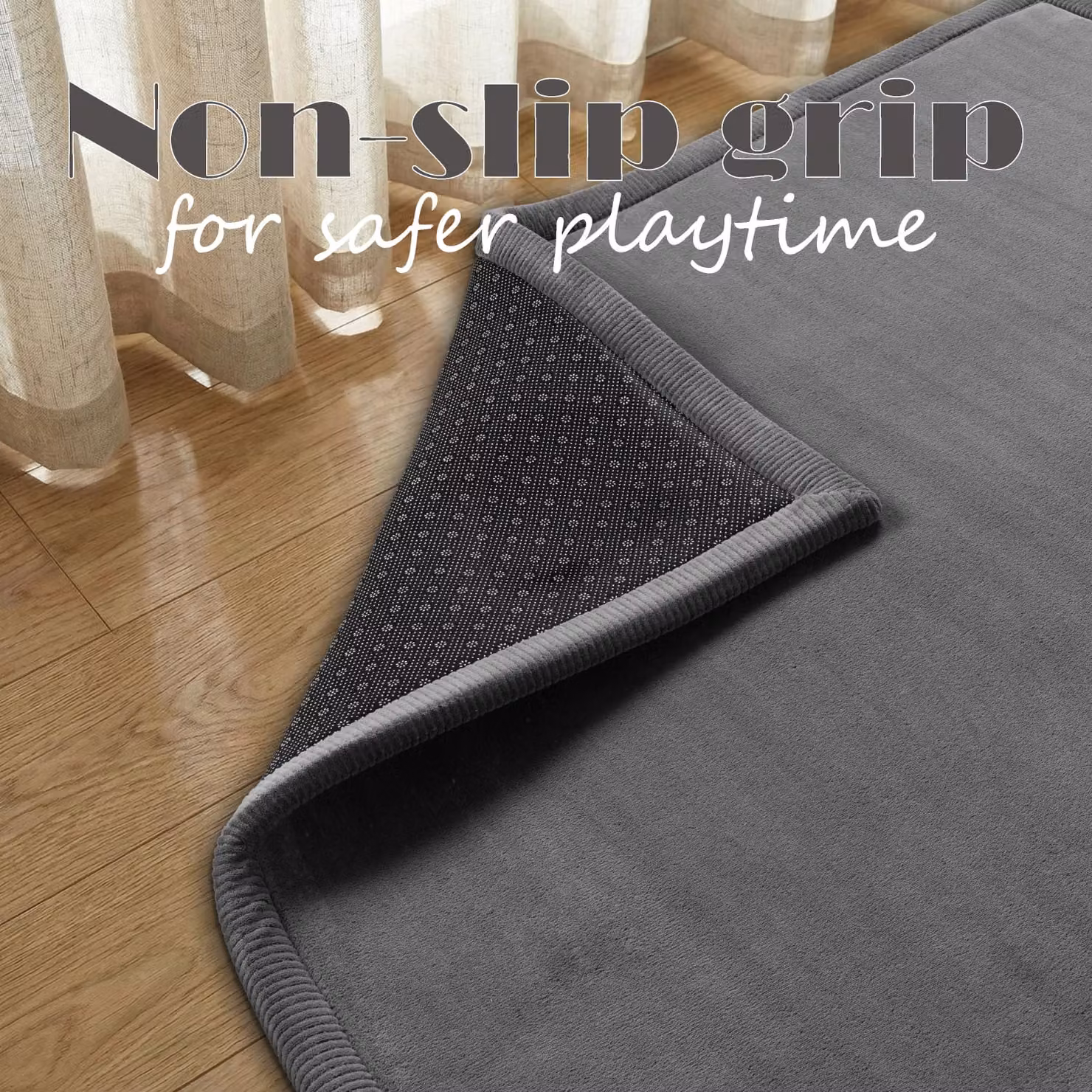 Tappeto rotondo lavabile per bambini Atami colore antracite Diametro: 80 cm – 2