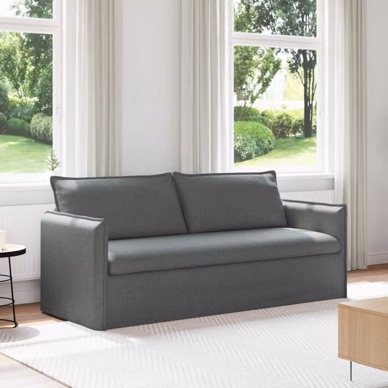 vidaXL Divano Moderno in Tessuto Grigio e Nero con Struttura in Metallo L: 196 cm, P: 82 cm, H: 85 cm