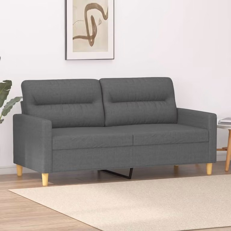 Divano esclusivo a 2 posti, colore grigio scuro, 140 cm, rivestito in tessuto