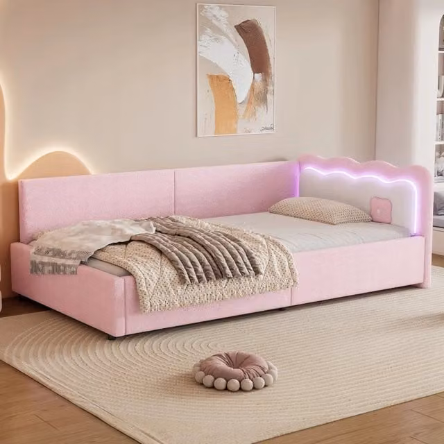 Letto a giorno LED rosa - Xylo - 90x200 cm