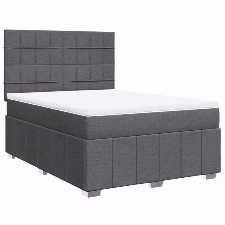 Giroletto a Molle con Materasso Grigio Scuro 140x200cm Tessuto