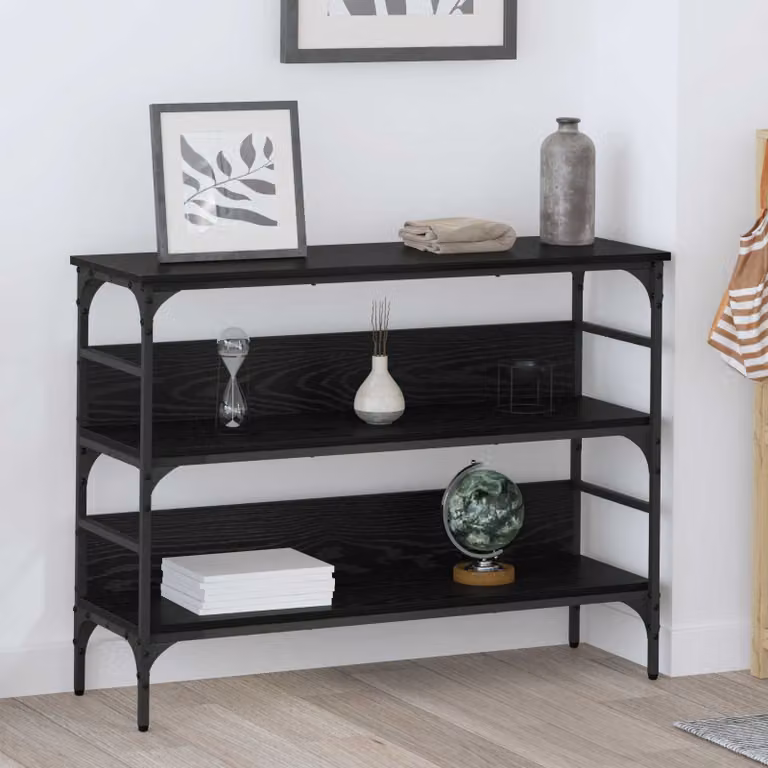 vidaXL Tavolo consolle in stile industriale Rovere e nero L 100 x P 32 x H 75 cm