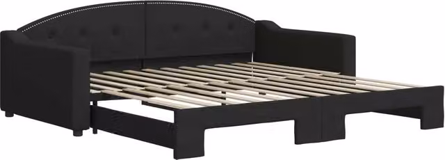 Divano letto | Sof¨¤ letto | Letto singolo Estraibile Nero 100x200 cm in Tessuto