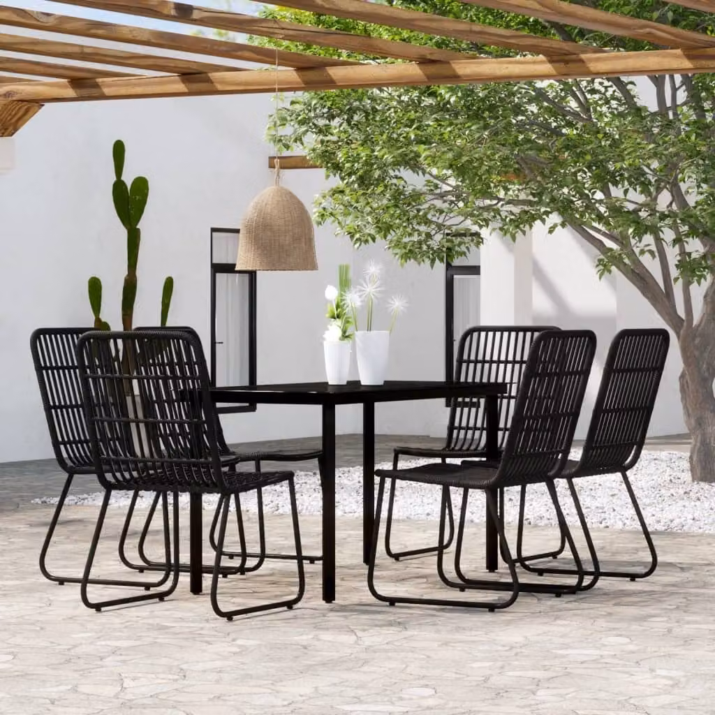 The Living Store Set da pranzo da giardino 7 pezzi nero