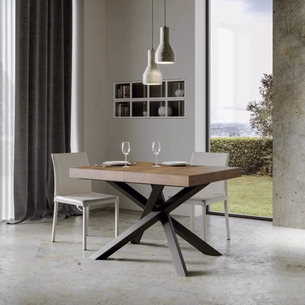 Tavolo allungabile moderno Itamoby Volta Premium con piano in noce e telaio antracite L/P: 140 x 90 cm – 2