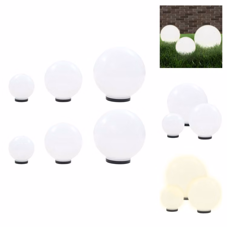 vidaXL 6 pezzi Set di luci da giardino a LED sferiche 20/30/40 cm in PMMA - Illuminazione esterna