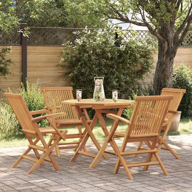 vidaXL Set da Pranzo da Giardino 5 pz in Legno di Teak e Acacia Marrone