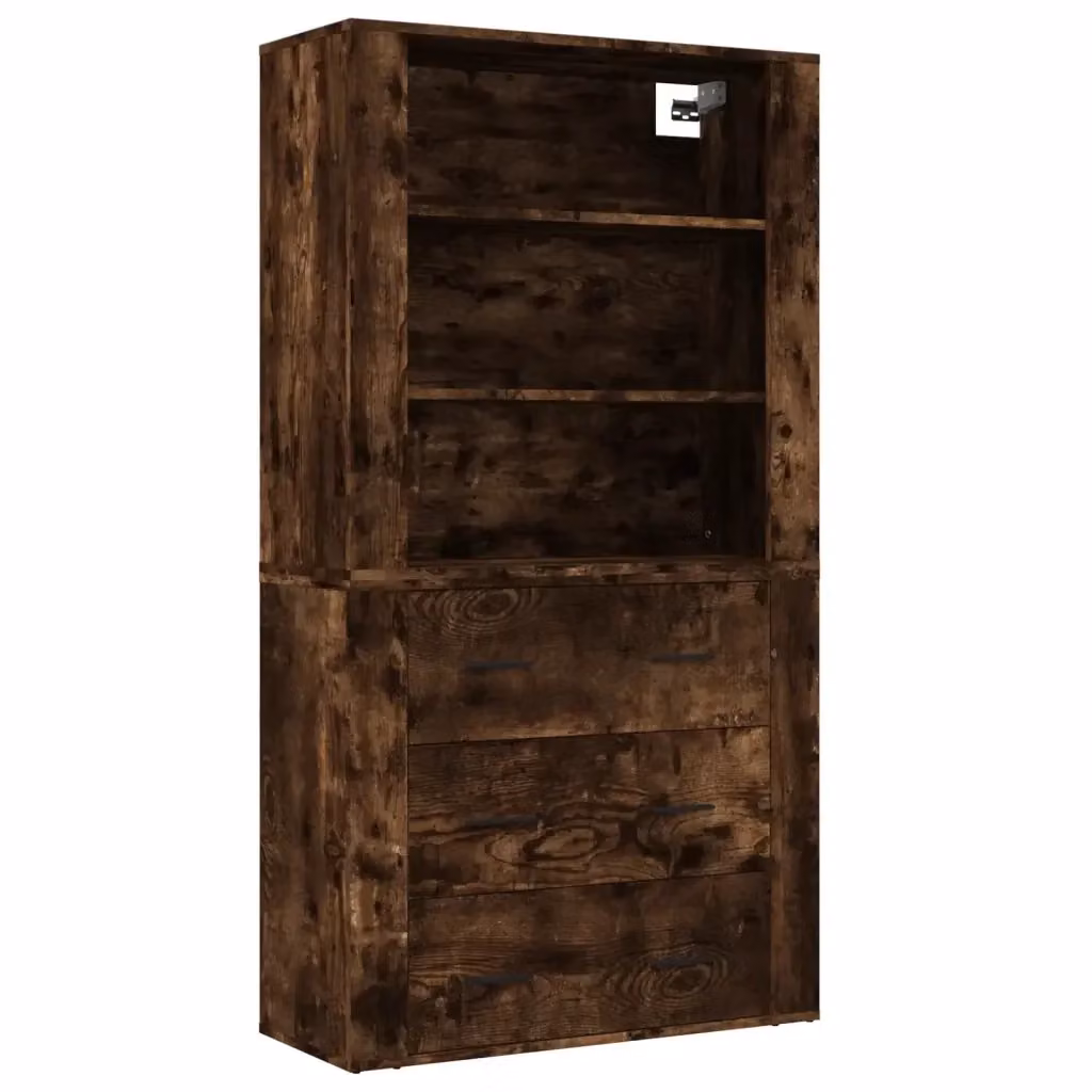 Credenza moderna vidaXL in legno multistrato color rovere fumo, sospesa a parete – 2