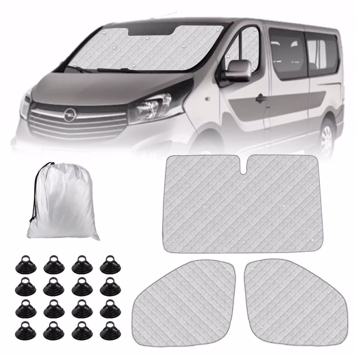 Tappetino termico in 3 pezzi per cabina, realizzato in lamina di alluminio, pieghevole, per proteggere dal sole, compatibile con Renault Trafic, Vivaro, NV300, Talento