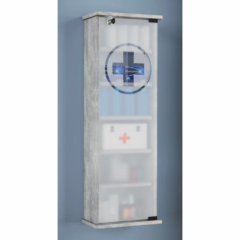 Armadietto Medicinali Ezooza Bianco con Ante in Vetro e Ripiani Interni L: 31 cm, P: 18 cm, H: 92 cm – 2