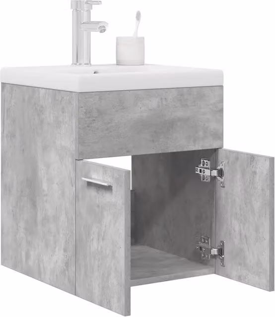 Mobile da Bagno Sospeso vidaXL con Lavabo in Ceramica, Colore Grigio e Bianco, Design Moderno